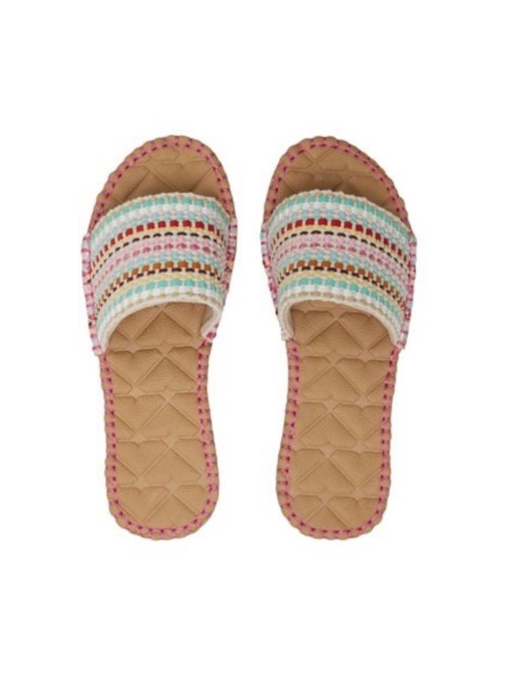 Roxy Shoresoft Sandal in Rainbow Crochet / Knit Fabric. Size 8